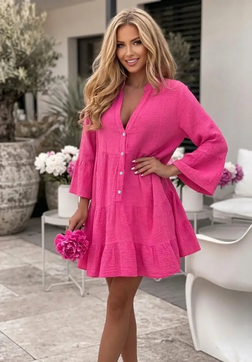 Klänning kort Fuschsia
