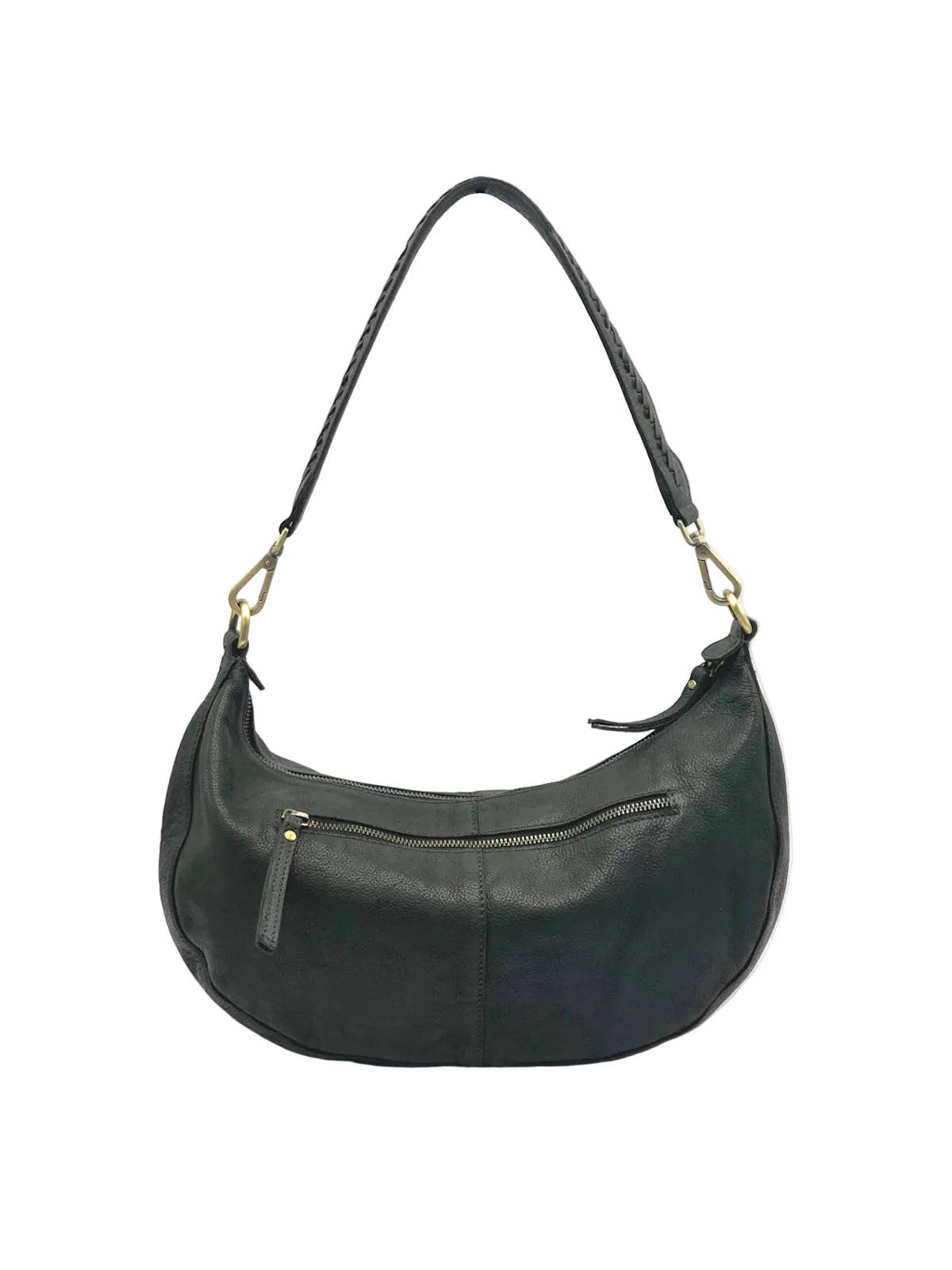 Äkta läder halvmåneformad hobo-väska, art. 2048: Dark Brown