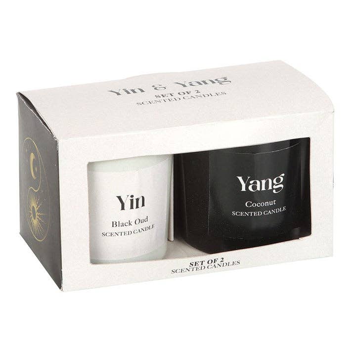 Set med 2 Yin Yang Svart Oud och Kokosnötljus