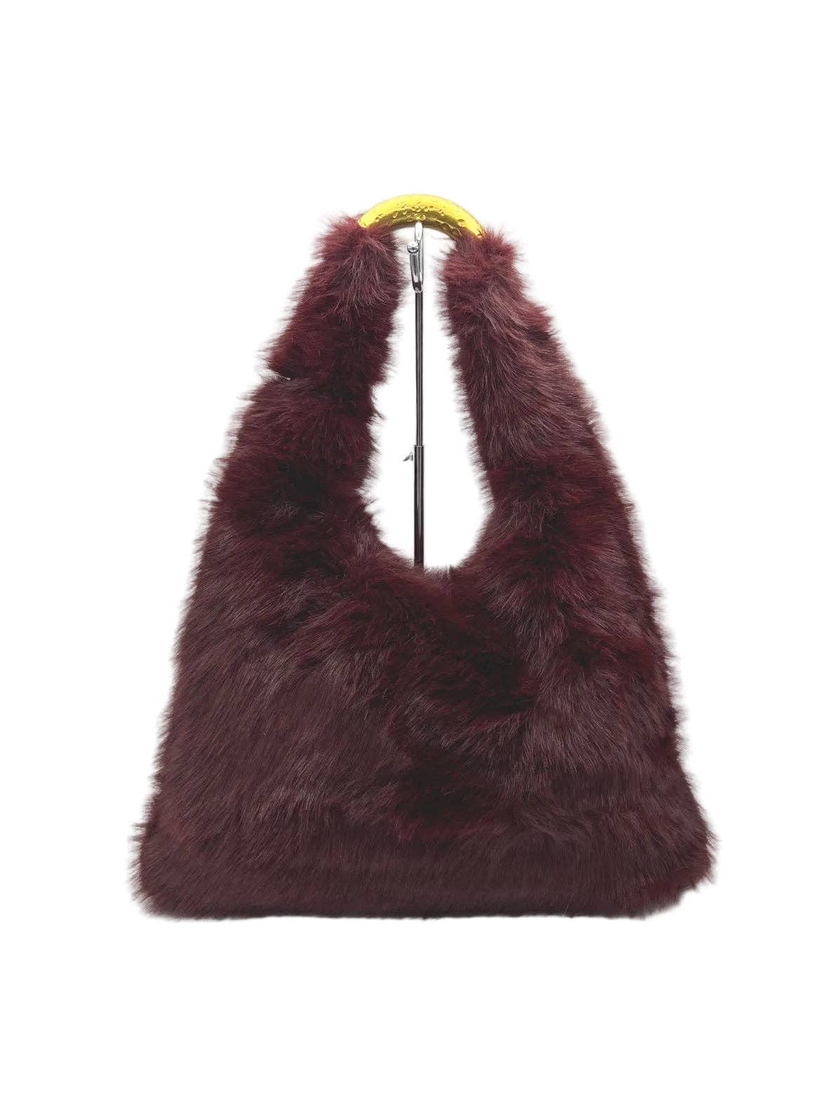 Plyschfuskpäls hobo-axelväska, Höst/Vinter, Art. YH-26123.532: Kaffe