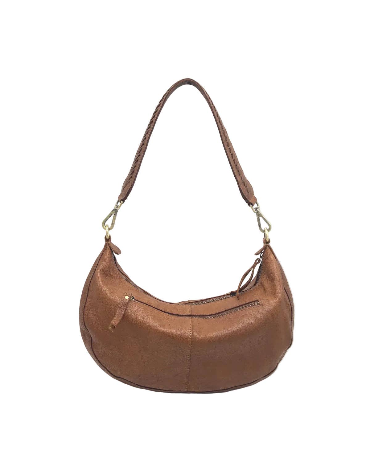 Äkta läder halvmåneformad hobo-väska, art. 2048: Dark Brown