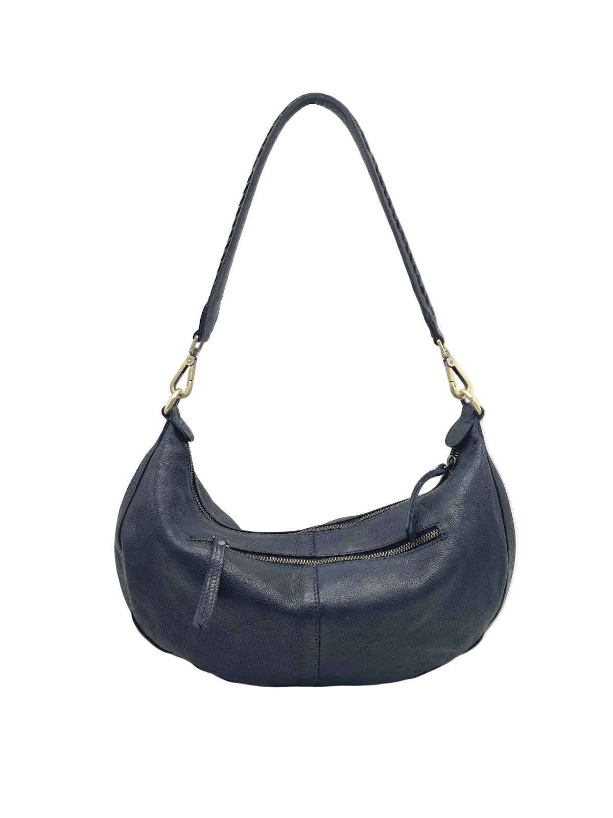 Äkta läder halvmåneformad hobo-väska, art. 2048: Dark Brown