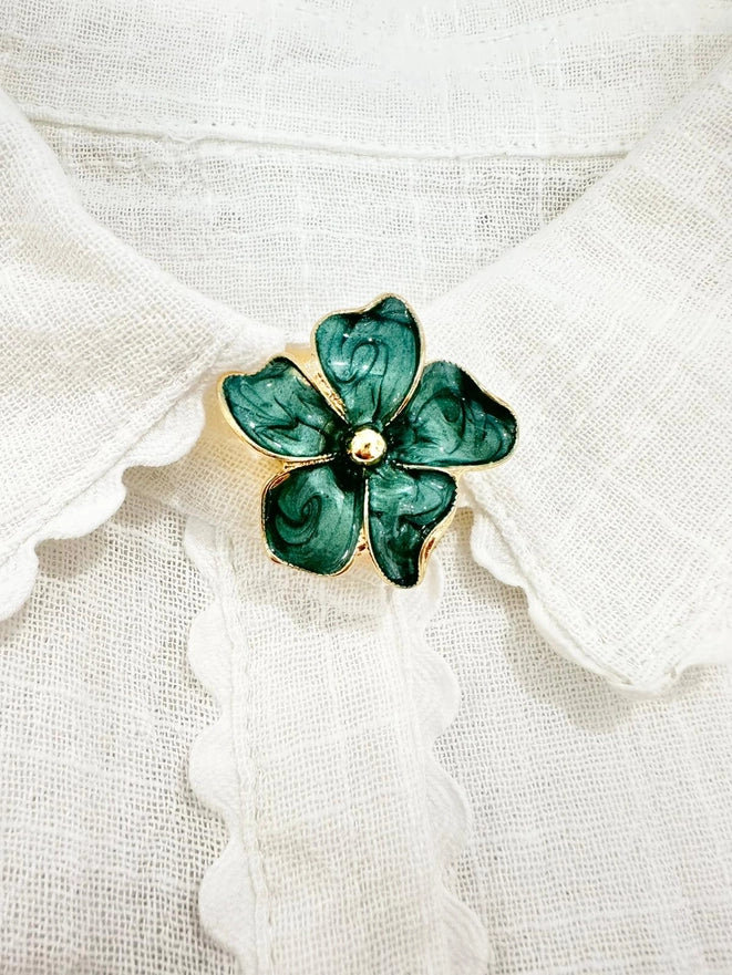 Knappöverdrag Grön Blomma