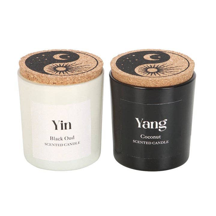 Set med 2 Yin Yang Svart Oud och Kokosnötljus