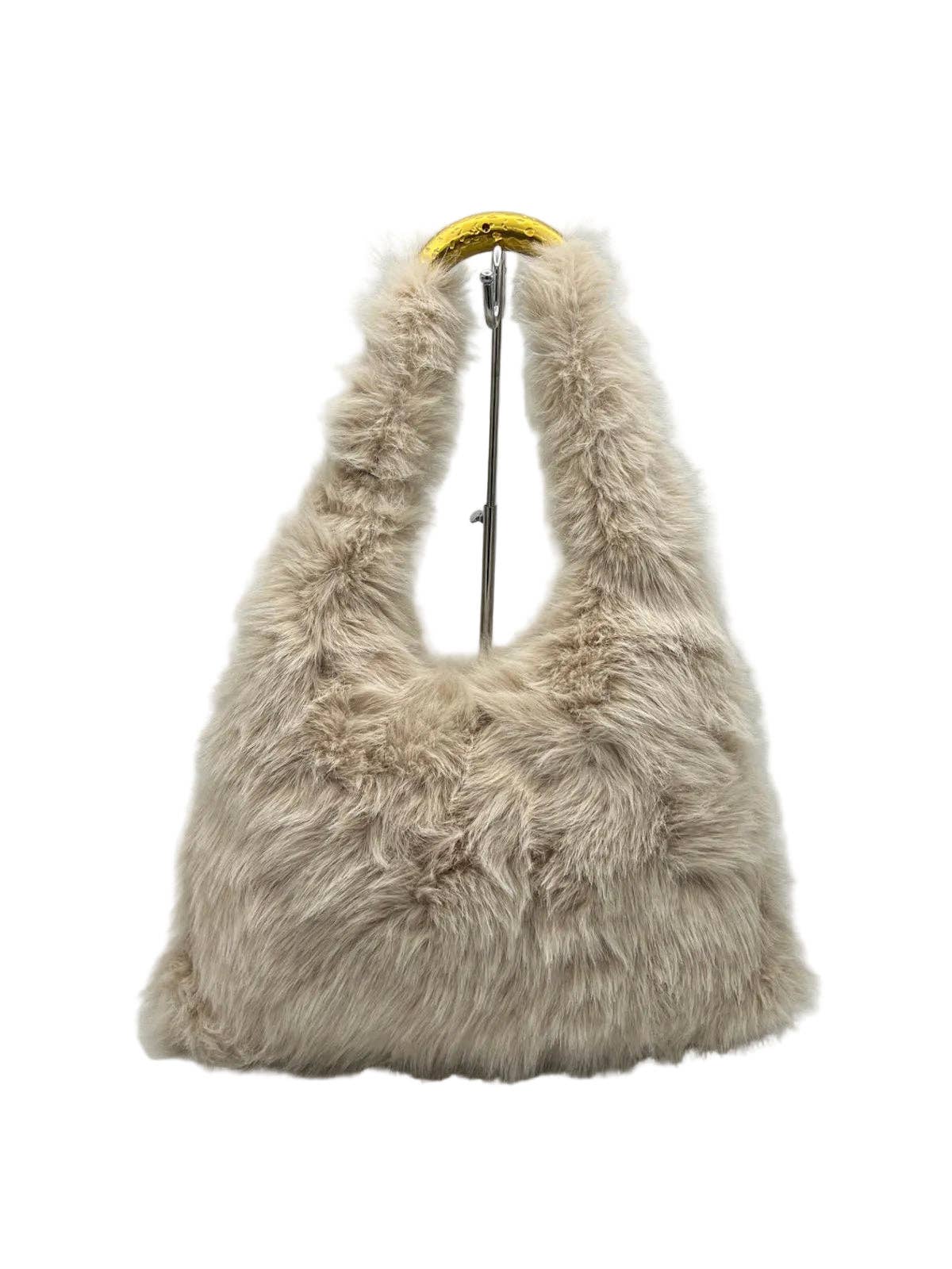 Plyschfuskpäls hobo-axelväska, Höst/Vinter, Art. YH-26123.532: Kaffe