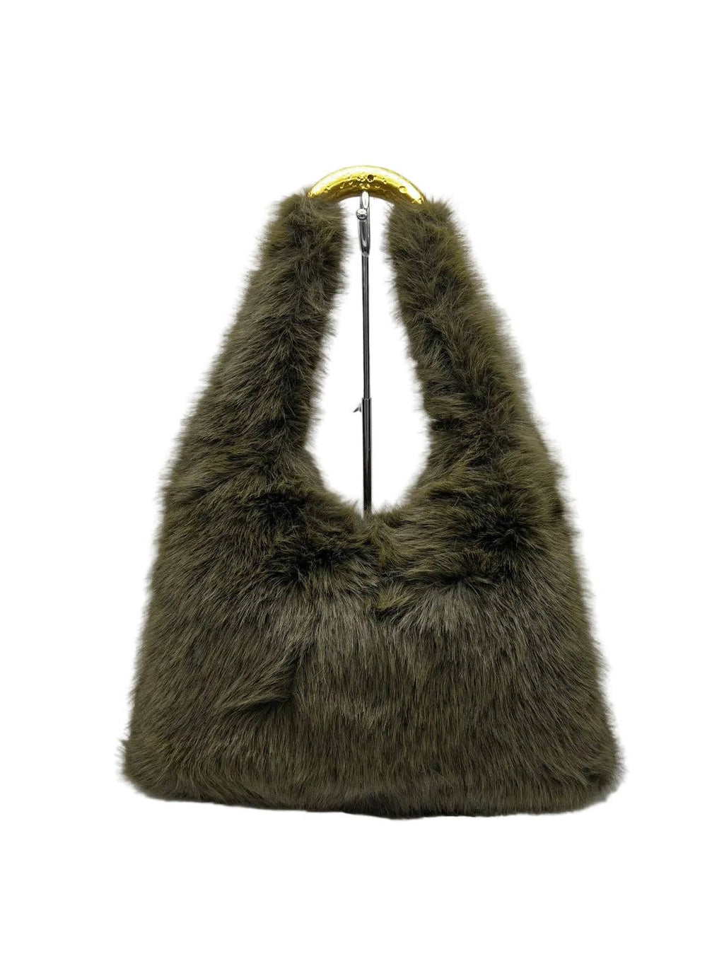 Plyschfuskpäls hobo-axelväska, Höst/Vinter, Art. YH-26123.532: Kaffe